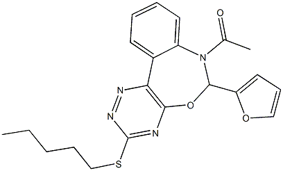 7-acetyl-6-(2-furyl)-3-(pentylsulfanyl)-6,7-dihydro[1,2,4]triazino[5,6-d][3,1]benzoxazepine 结构式