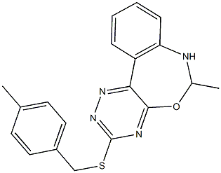 4-methylbenzyl 6-methyl-6,7-dihydro[1,2,4]triazino[5,6-d][3,1]benzoxazepin-3-yl sulfide 结构式