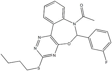 7-acetyl-3-(butylsulfanyl)-6-(3-fluorophenyl)-6,7-dihydro[1,2,4]triazino[5,6-d][3,1]benzoxazepine 结构式