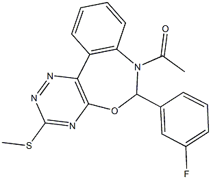 7-acetyl-6-(3-fluorophenyl)-6,7-dihydro[1,2,4]triazino[5,6-d][3,1]benzoxazepin-3-yl methyl sulfide 结构式