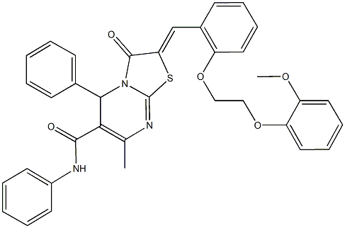 2-{2-[2-(2-methoxyphenoxy)ethoxy]benzylidene}-7-methyl-3-oxo-N,5-diphenyl-2,3-dihydro-5H-[1,3]thiazolo[3,2-a]pyrimidine-6-carboxamide 结构式