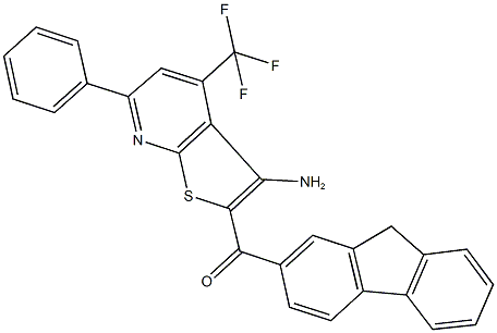 [3-amino-6-phenyl-4-(trifluoromethyl)thieno[2,3-b]pyridin-2-yl](9H-fluoren-2-yl)methanone 结构式