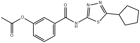 3-{[(5-cyclopentyl-1,3,4-thiadiazol-2-yl)amino]carbonyl}phenyl acetate 结构式