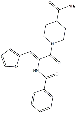 1-[2-(benzoylamino)-3-(2-furyl)acryloyl]-4-piperidinecarboxamide 结构式