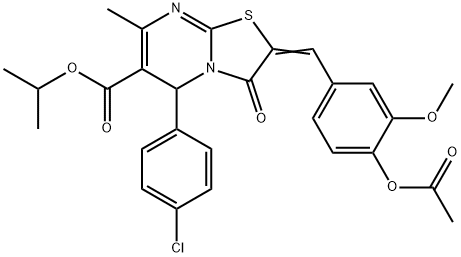 isopropyl 2-[4-(acetyloxy)-3-methoxybenzylidene]-5-(4-chlorophenyl)-7-methyl-3-oxo-2,3-dihydro-5H-[1,3]thiazolo[3,2-a]pyrimidine-6-carboxylate 结构式