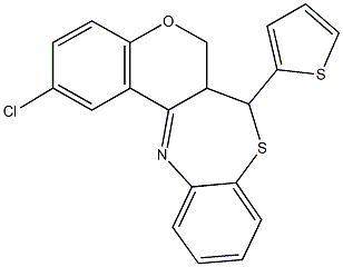 2-chloro-7-(2-thienyl)-6a,7-dihydro-6H-chromeno[3,4-c][1,5]benzothiazepine 结构式