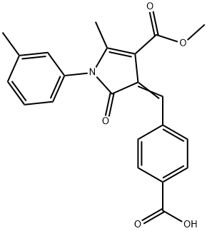 4-{[4-(methoxycarbonyl)-5-methyl-1-(3-methylphenyl)-2-oxo-1,2-dihydro-3H-pyrrol-3-ylidene]methyl}benzoic acid 结构式