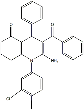 2-amino-3-benzoyl-1-(3-chloro-4-methylphenyl)-4-phenyl-4,6,7,8-tetrahydro-5(1H)-quinolinone 结构式