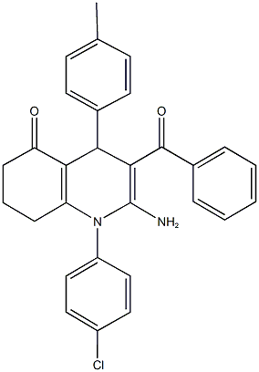 2-amino-3-benzoyl-1-(4-chlorophenyl)-4-(4-methylphenyl)-4,6,7,8-tetrahydro-5(1H)-quinolinone 结构式