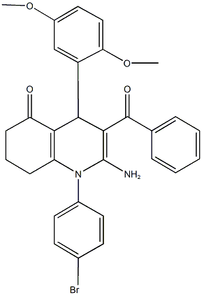 2-amino-3-benzoyl-1-(4-bromophenyl)-4-(2,5-dimethoxyphenyl)-4,6,7,8-tetrahydro-5(1H)-quinolinone 结构式