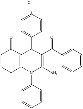 2-amino-3-benzoyl-4-(4-chlorophenyl)-1-phenyl-4,6,7,8-tetrahydro-5(1H)-quinolinone 结构式