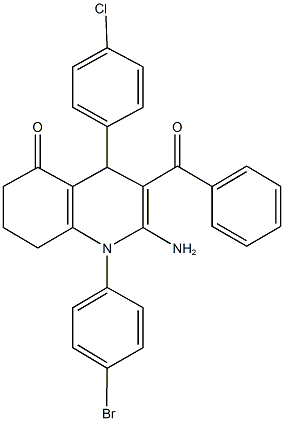 2-amino-3-benzoyl-1-(4-bromophenyl)-4-(4-chlorophenyl)-4,6,7,8-tetrahydro-5(1H)-quinolinone 结构式