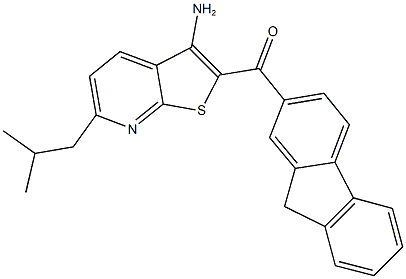 (3-amino-6-isobutylthieno[2,3-b]pyridin-2-yl)(9H-fluoren-2-yl)methanone 结构式