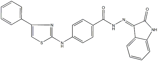 N'-(2-oxo-1,2-dihydro-3H-indol-3-ylidene)-4-[(4-phenyl-1,3-thiazol-2-yl)amino]benzohydrazide 结构式