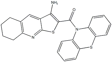 2-(10H-phenothiazin-10-ylcarbonyl)-5,6,7,8-tetrahydrothieno[2,3-b]quinolin-3-amine 结构式