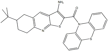 6-tert-butyl-2-(10H-phenothiazin-10-ylcarbonyl)-5,6,7,8-tetrahydrothieno[2,3-b]quinolin-3-amine 结构式