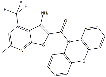 6-methyl-2-(10H-phenothiazin-10-ylcarbonyl)-4-(trifluoromethyl)thieno[2,3-b]pyridin-3-amine 结构式