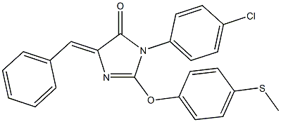 5-benzylidene-3-(4-chlorophenyl)-2-[4-(methylsulfanyl)phenoxy]-3,5-dihydro-4H-imidazol-4-one 结构式