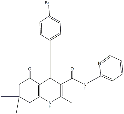 4-(4-bromophenyl)-2,7,7-trimethyl-5-oxo-N-(2-pyridinyl)-1,4,5,6,7,8-hexahydro-3-quinolinecarboxamide 结构式
