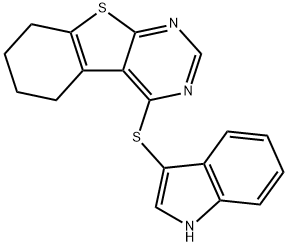 4-(1H-indol-3-ylsulfanyl)-5,6,7,8-tetrahydro[1]benzothieno[2,3-d]pyrimidine 结构式