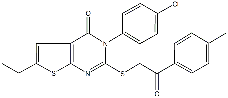3-(4-chlorophenyl)-6-ethyl-2-{[2-(4-methylphenyl)-2-oxoethyl]sulfanyl}thieno[2,3-d]pyrimidin-4(3H)-one 结构式