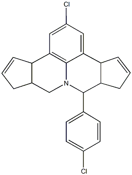 2-chloro-7-(4-chlorophenyl)-3b,6,6a,7,9,9a,10,12a-octahydrocyclopenta[c]cyclopenta[4,5]pyrido[3,2,1-ij]quinoline 结构式