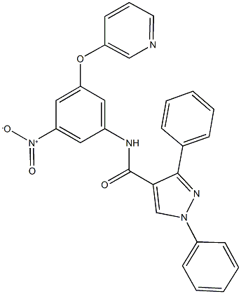 N-[3-nitro-5-(3-pyridinyloxy)phenyl]-1,3-diphenyl-1H-pyrazole-4-carboxamide 结构式