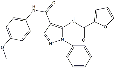 5-(2-furoylamino)-N-(4-methoxyphenyl)-1-phenyl-1H-pyrazole-4-carboxamide 结构式