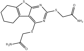 2-({2-[(2-amino-2-oxoethyl)sulfanyl]-5,6,7,8-tetrahydro[1]benzothieno[2,3-d]pyrimidin-4-yl}sulfanyl)acetamide 结构式