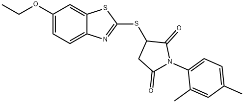 1-(2,4-dimethylphenyl)-3-[(6-ethoxy-1,3-benzothiazol-2-yl)sulfanyl]-2,5-pyrrolidinedione 结构式