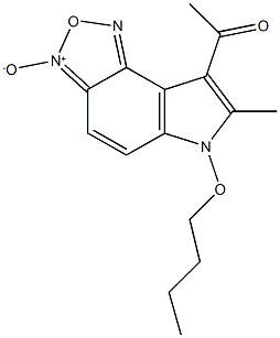 1-(6-butoxy-7-methyl-3-oxido-6H-[1,2,5]oxadiazolo[3,4-e]indol-8-yl)ethanone 结构式