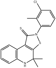 2-(3-chloro-2-methylphenyl)-4,4-dimethyl-4,5-dihydroisothiazolo[5,4-c]quinoline-1(2H)-thione 结构式