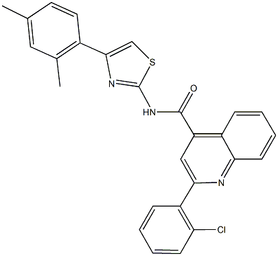 2-(2-chlorophenyl)-N-[4-(2,4-dimethylphenyl)-1,3-thiazol-2-yl]-4-quinolinecarboxamide 结构式