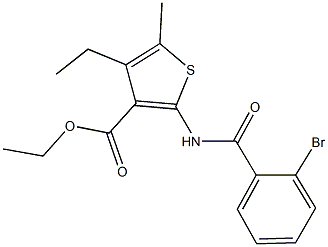ethyl 2-[(2-bromobenzoyl)amino]-4-ethyl-5-methyl-3-thiophenecarboxylate 结构式