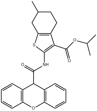 isopropyl 6-methyl-2-[(9H-xanthen-9-ylcarbonyl)amino]-4,5,6,7-tetrahydro-1-benzothiophene-3-carboxylate 结构式