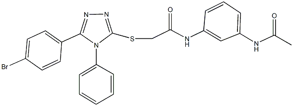 N-[3-(acetylamino)phenyl]-2-{[5-(4-bromophenyl)-4-phenyl-4H-1,2,4-triazol-3-yl]sulfanyl}acetamide 结构式