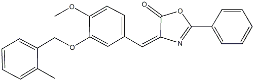 4-{4-methoxy-3-[(2-methylbenzyl)oxy]benzylidene}-2-phenyl-1,3-oxazol-5(4H)-one 结构式