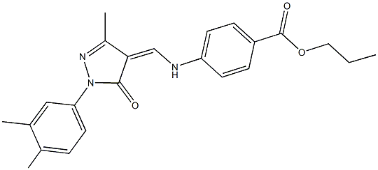 propyl 4-({[1-(3,4-dimethylphenyl)-3-methyl-5-oxo-1,5-dihydro-4H-pyrazol-4-ylidene]methyl}amino)benzoate 结构式