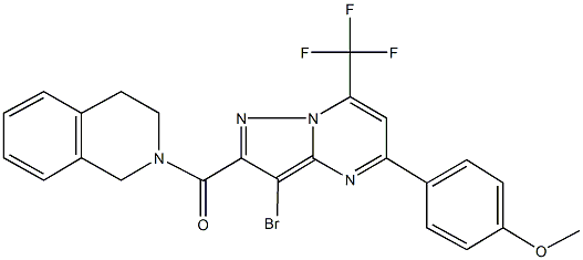2-{[3-bromo-5-(4-methoxyphenyl)-7-(trifluoromethyl)pyrazolo[1,5-a]pyrimidin-2-yl]carbonyl}-1,2,3,4-tetrahydroisoquinoline 结构式