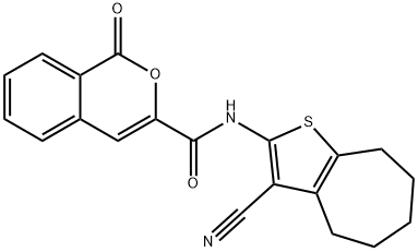 N-(3-cyano-5,6,7,8-tetrahydro-4H-cyclohepta[b]thien-2-yl)-1-oxo-1H-isochromene-3-carboxamide 结构式