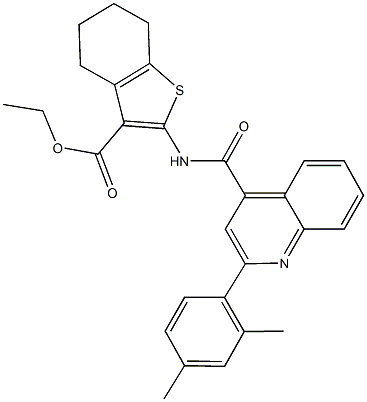 ethyl 2-({[2-(2,4-dimethylphenyl)-4-quinolinyl]carbonyl}amino)-4,5,6,7-tetrahydro-1-benzothiophene-3-carboxylate 结构式