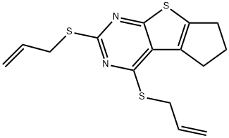 2,4-bis(allylsulfanyl)-6,7-dihydro-5H-cyclopenta[4,5]thieno[2,3-d]pyrimidine 结构式