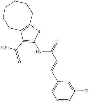 2-{[3-(3-chlorophenyl)acryloyl]amino}-4,5,6,7,8,9-hexahydrocycloocta[b]thiophene-3-carboxamide 结构式