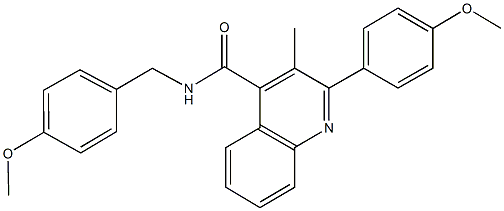 N-(4-methoxybenzyl)-2-(4-methoxyphenyl)-3-methyl-4-quinolinecarboxamide 结构式