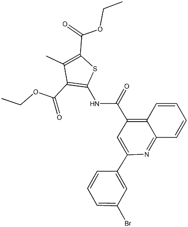 diethyl 5-({[2-(3-bromophenyl)-4-quinolinyl]carbonyl}amino)-3-methyl-2,4-thiophenedicarboxylate 结构式
