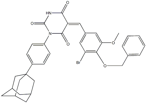 1-[4-(1-adamantyl)phenyl]-5-[4-(benzyloxy)-3-bromo-5-methoxybenzylidene]-2,4,6(1H,3H,5H)-pyrimidinetrione 结构式