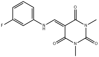 5-[(3-fluoroanilino)methylene]-1,3-dimethyl-2,4,6(1H,3H,5H)-pyrimidinetrione 结构式