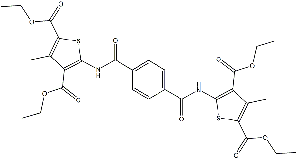 diethyl 5-{[4-({[3,5-bis(ethoxycarbonyl)-4-methyl-2-thienyl]amino}carbonyl)benzoyl]amino}-3-methyl-2,4-thiophenedicarboxylate 结构式