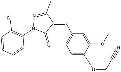 2-(4-{[1-(2-chlorophenyl)-3-methyl-5-oxo-1,5-dihydro-4H-pyrazol-4-ylidene]methyl}-2-methoxyphenoxy)acetonitrile 结构式