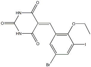 5-(5-bromo-2-ethoxy-3-iodobenzylidene)-2,4,6(1H,3H,5H)-pyrimidinetrione 结构式